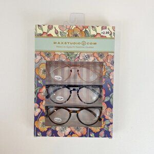 MaxStudio.com +2.00 Reading Glasses Brown Navy Blush
